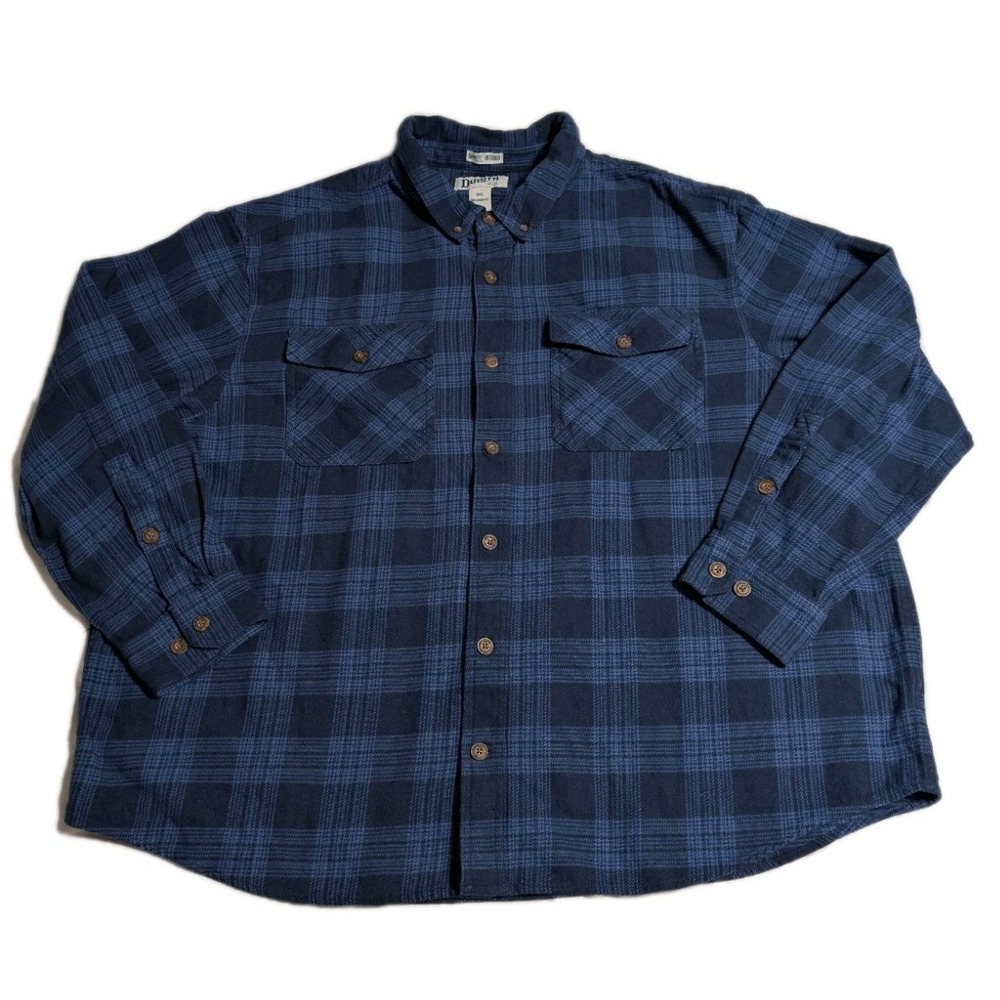 Duluth Trading Co Untucked‎ Heavyweight Flannel Shirt Mens 3XL Blue Plaid Cotton